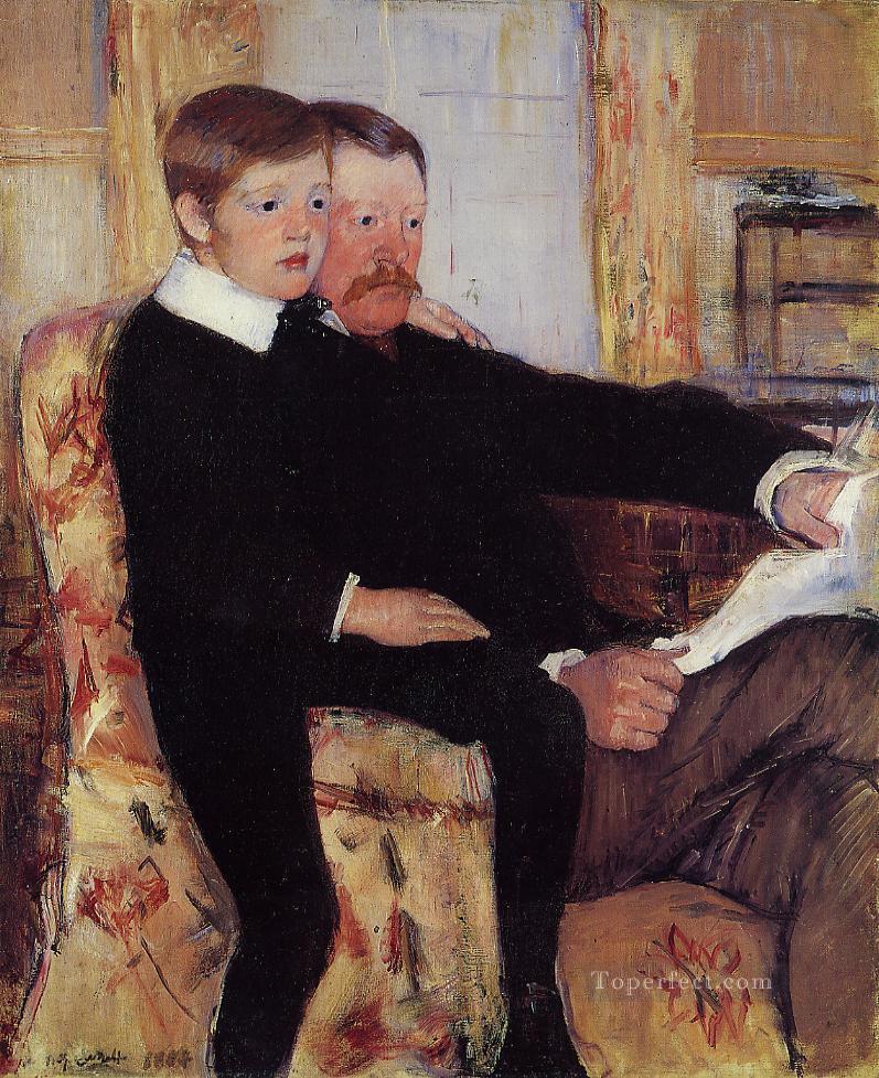 Portrait of Alexander J Cassat and His Son Robert Kelso Cassatt mothers children Mary Cassatt Oil Paintings
